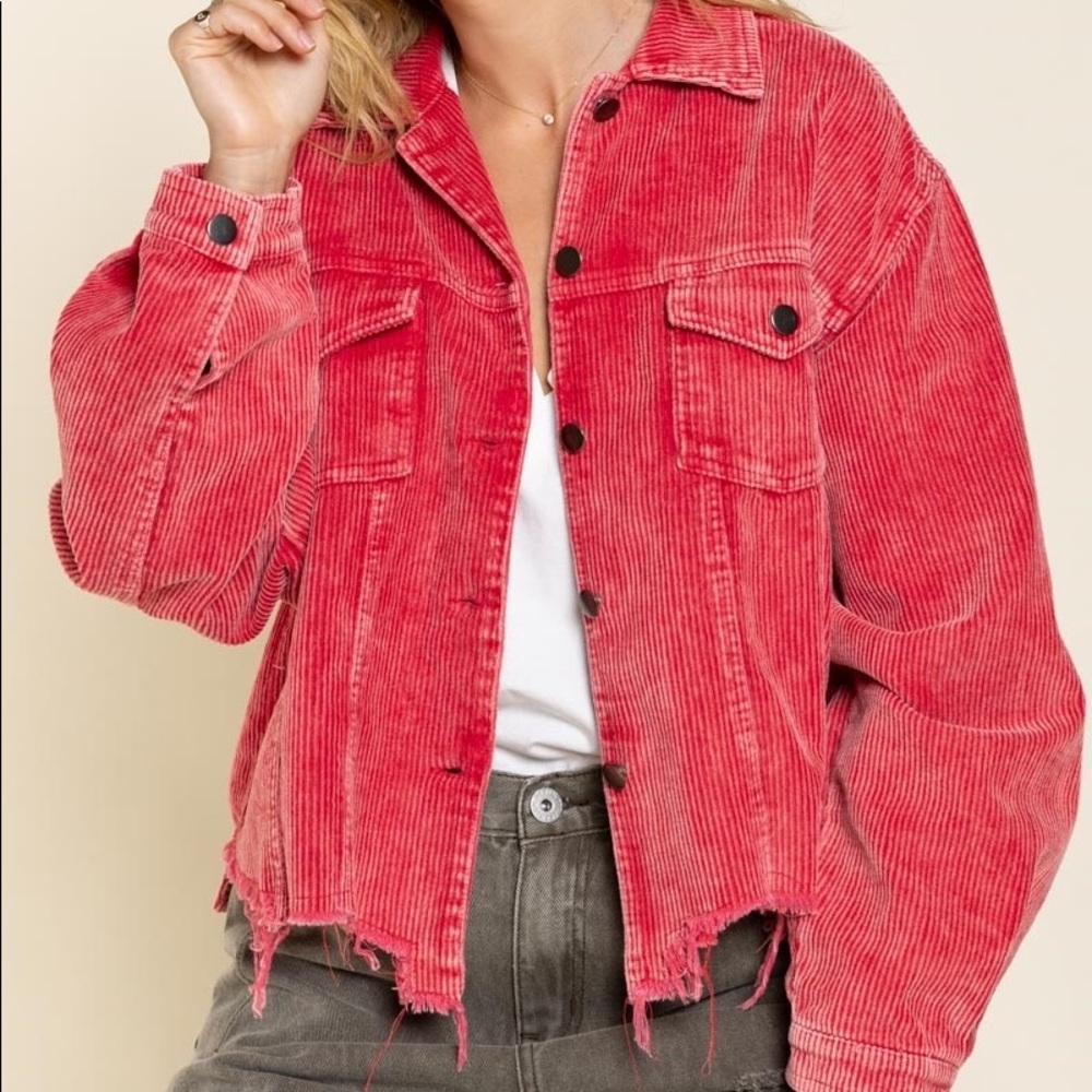 Coral Corduroy Jacket